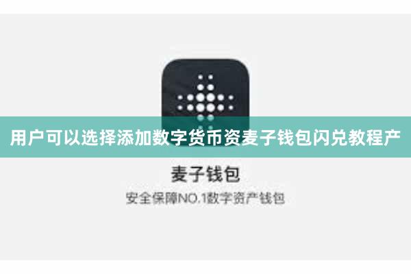 用户可以选择添加数字货币资麦子钱包闪兑教程产